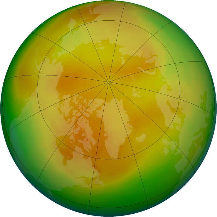 Arctic ozone map for April 1992